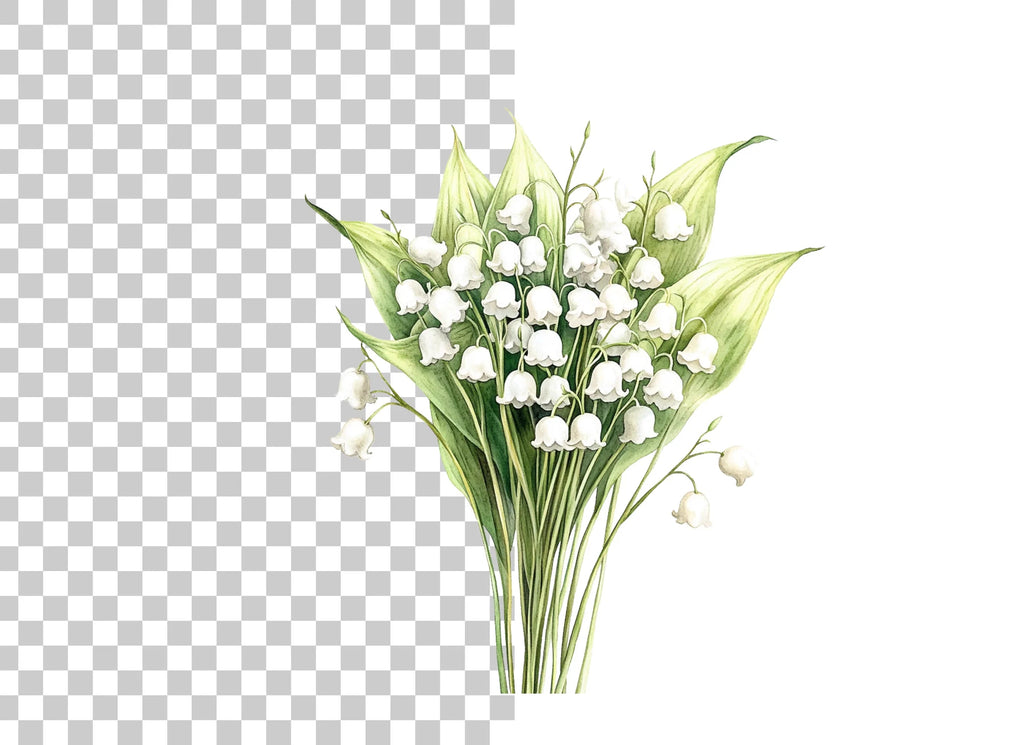 Fresh Lily of the Valley Bouquet Clipart Bundle