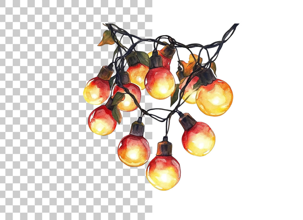 Warm Glow String Lights Clipart Bundle