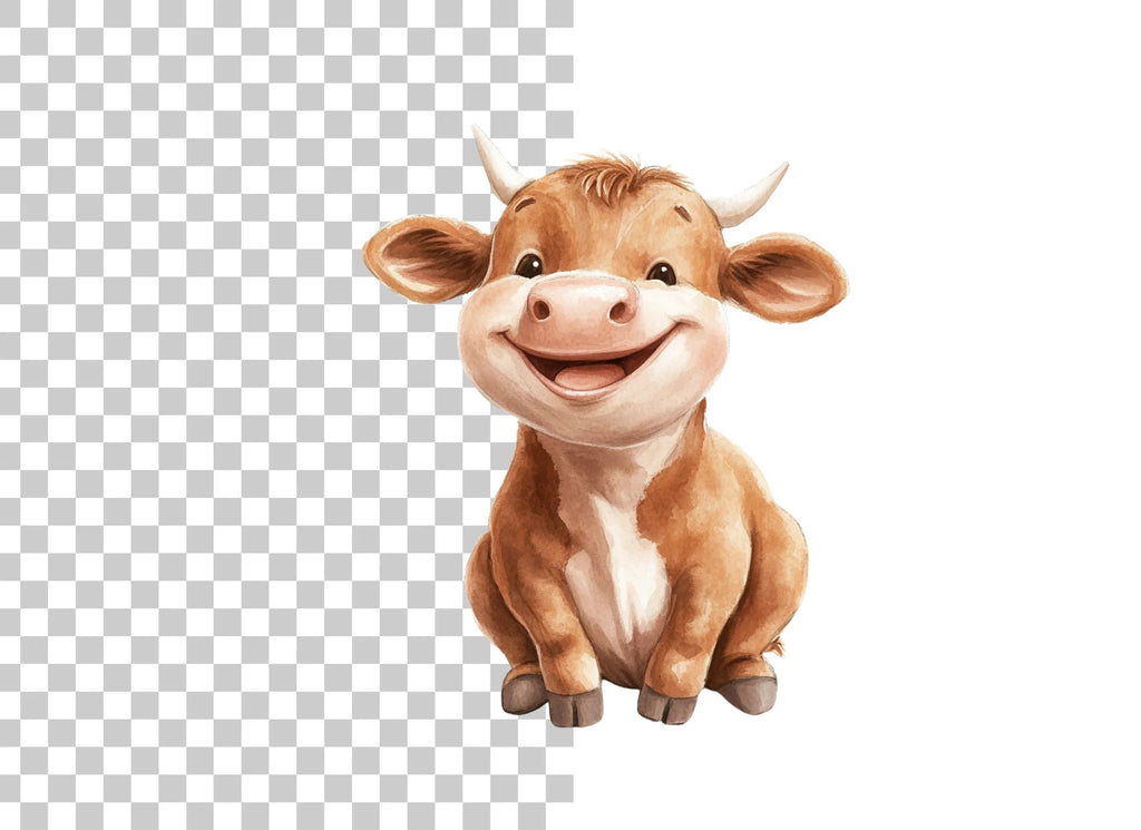 Charming Cartoon Calf Clipart Bundle