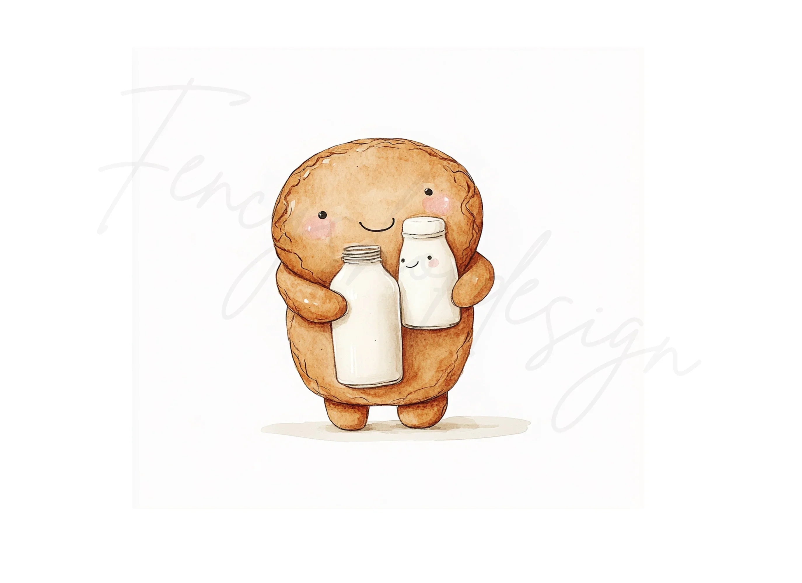 Cute Cookie and Milk Bottle Clipart Bundle
