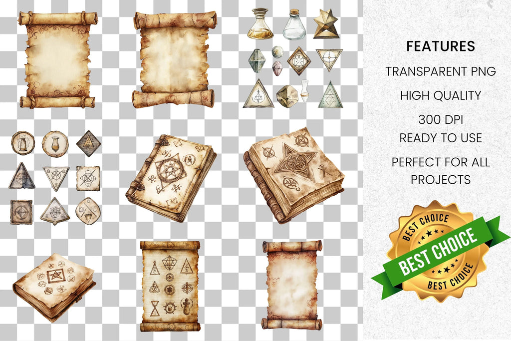 Mystical Alchemy Magic Clipart Bundle