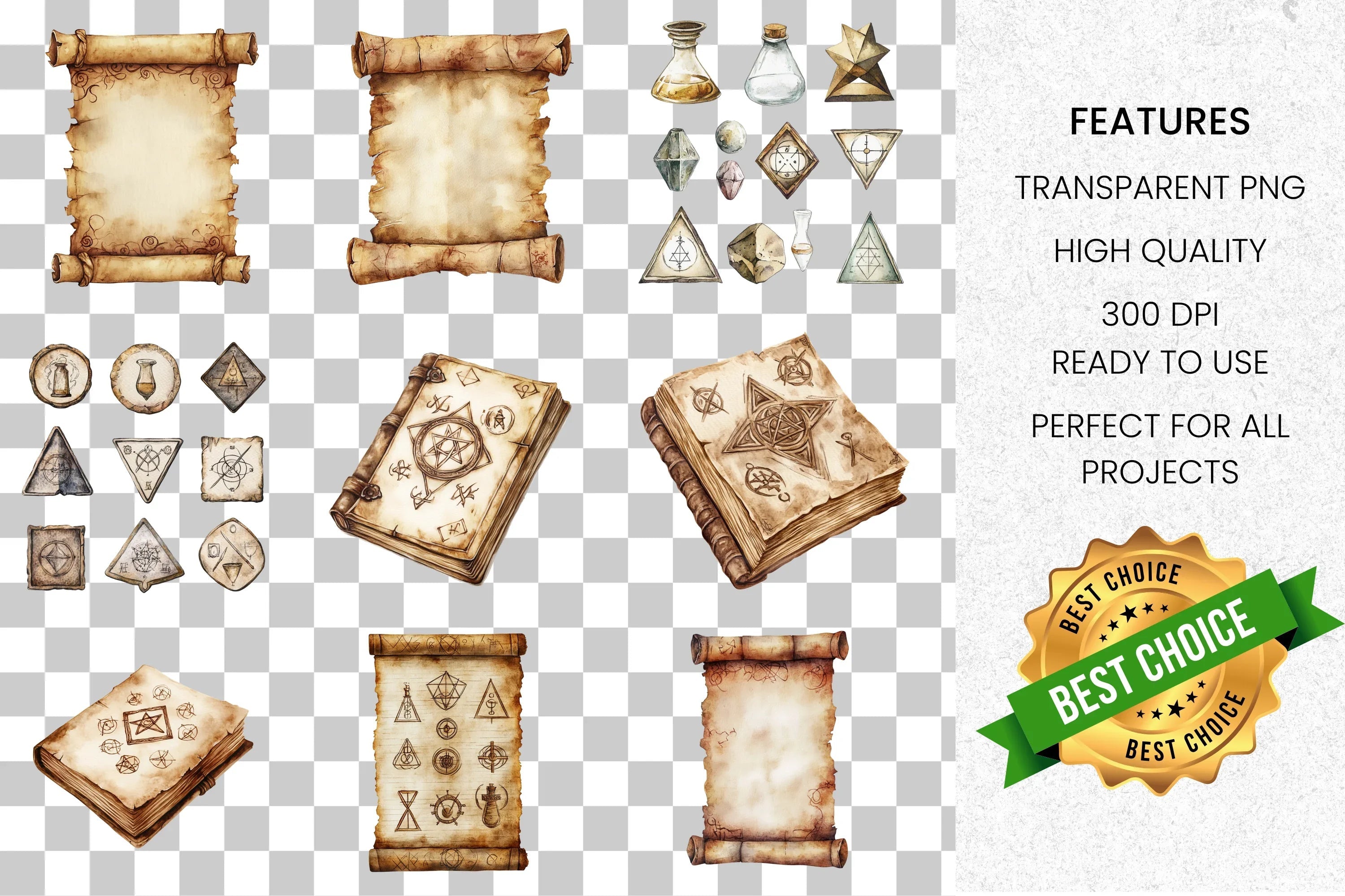 Mystical Alchemy Magic Clipart Bundle