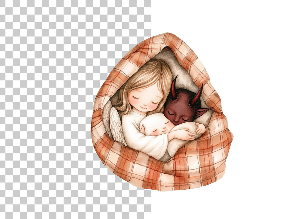 Angels and Devils Sleeping Clipart Bundle