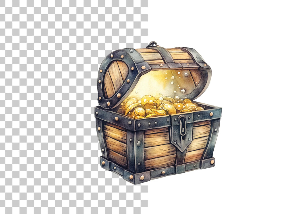 Glowing Treasure Chest Clipart Bundle