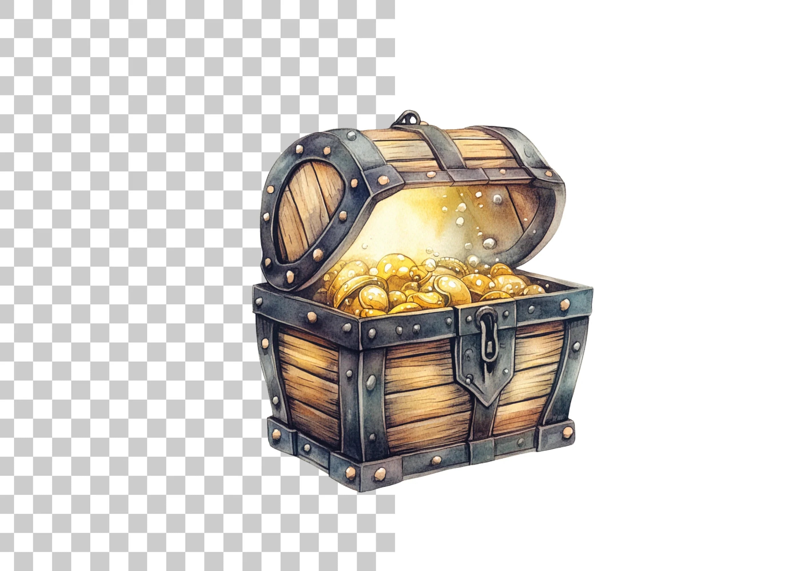 Glowing Treasure Chest Clipart Bundle
