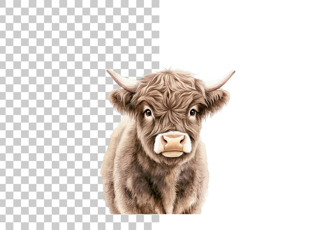 Cute Highland Calf Face Clipart Bundle