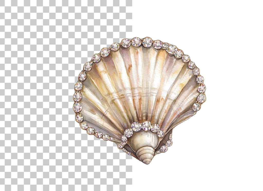 Elegant Diamond Seashell Clipart Bundle