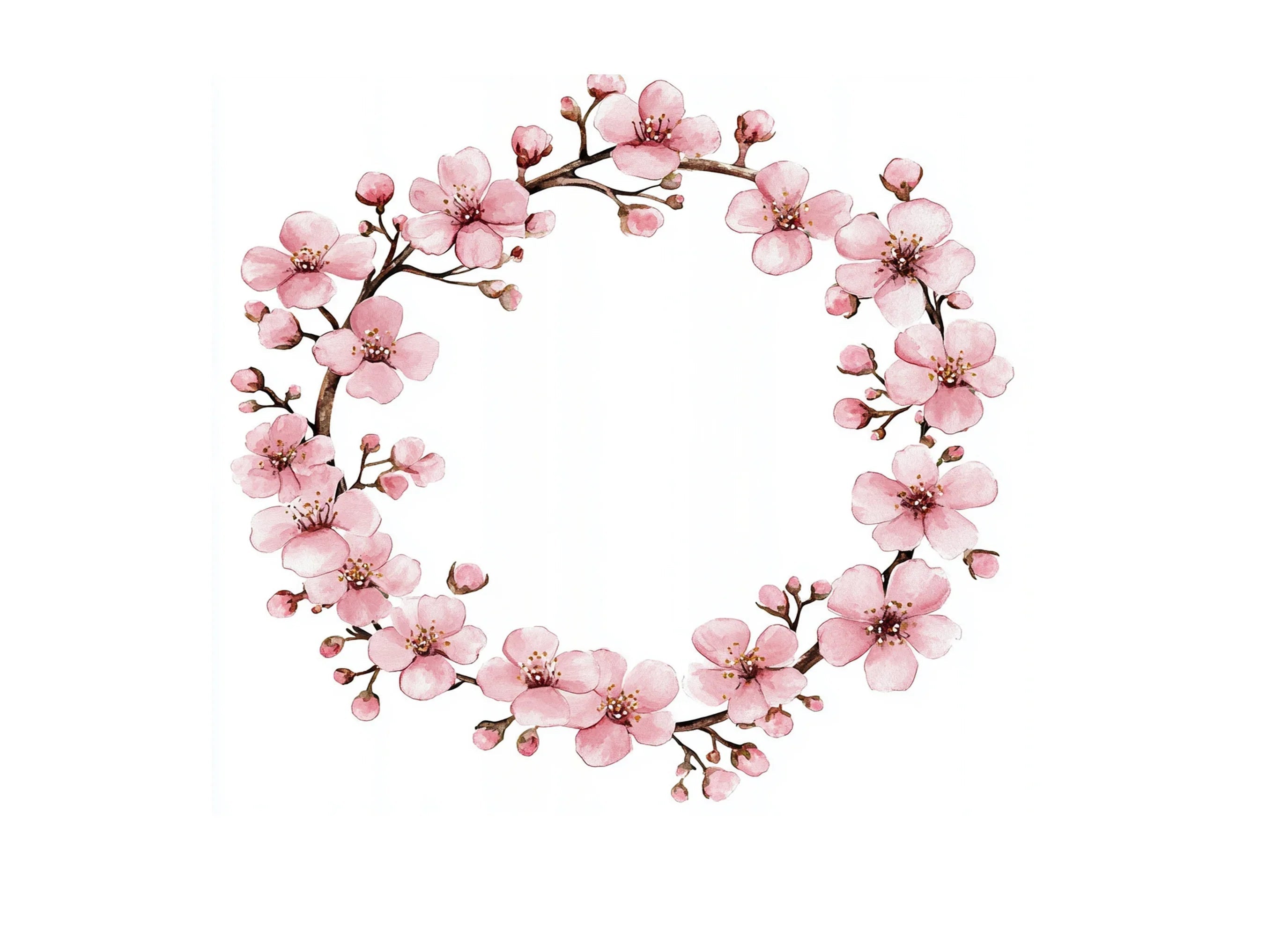 Cherry Blossom Wreaths Clipart Bundle