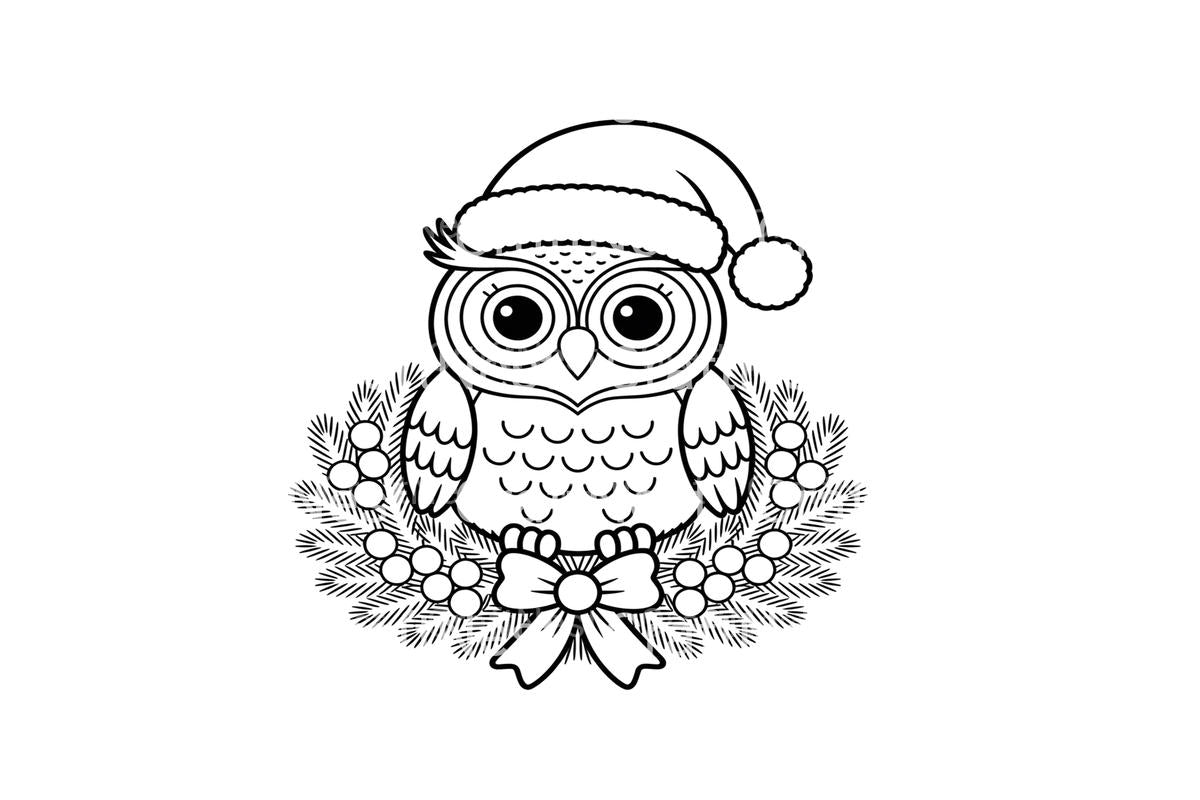 Christmas Owl WreathFun Coloring Books