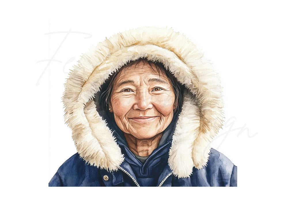 Inuit Elder Portraits Clipart Bundle