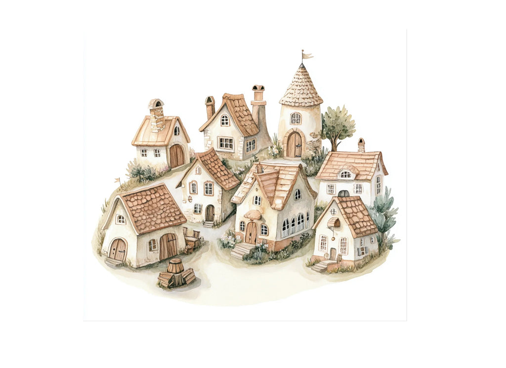 Hillside Village Illustrations Clipart Bundle