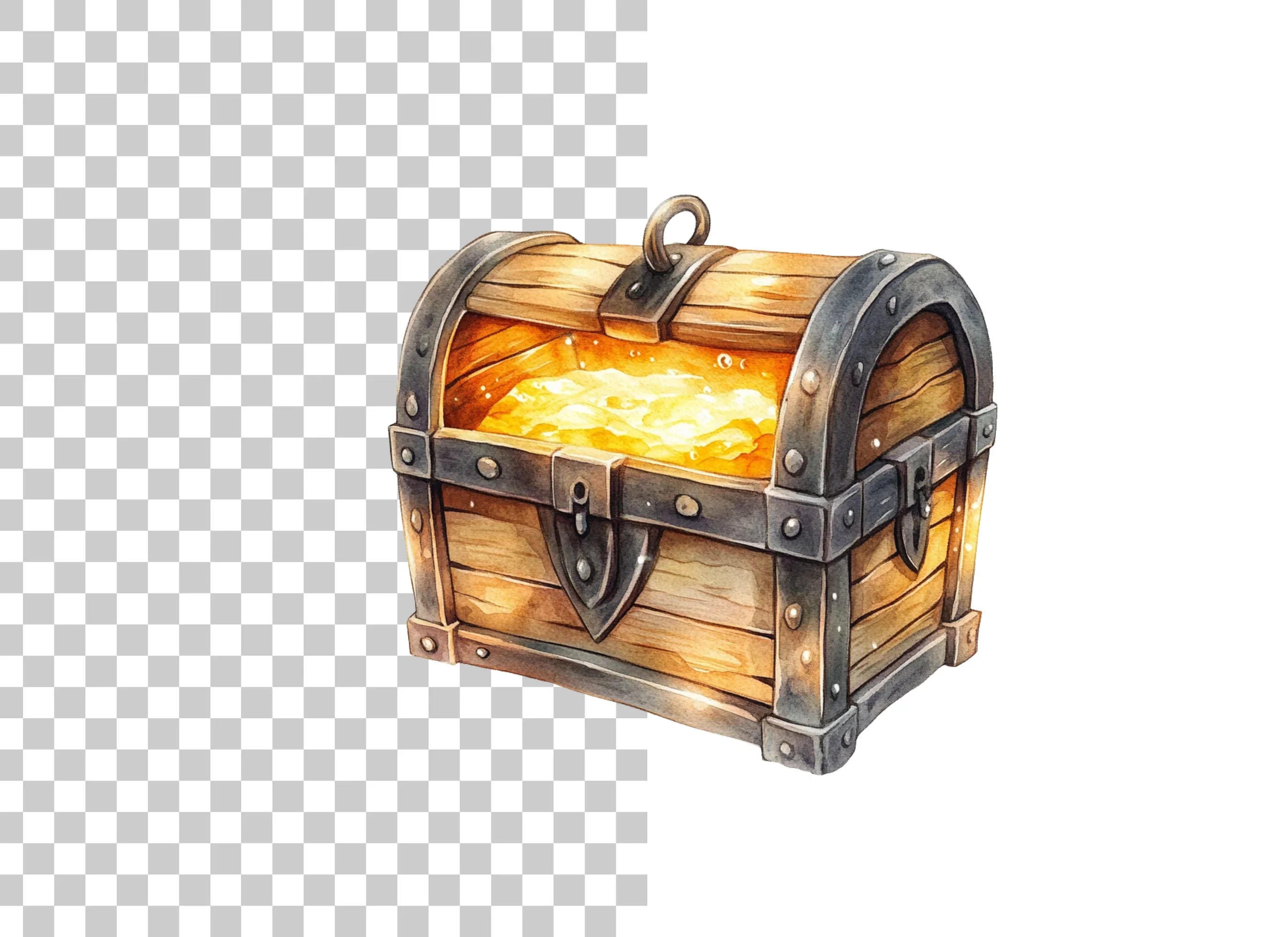 Open Treasure Chest Gold Clipart Bundle