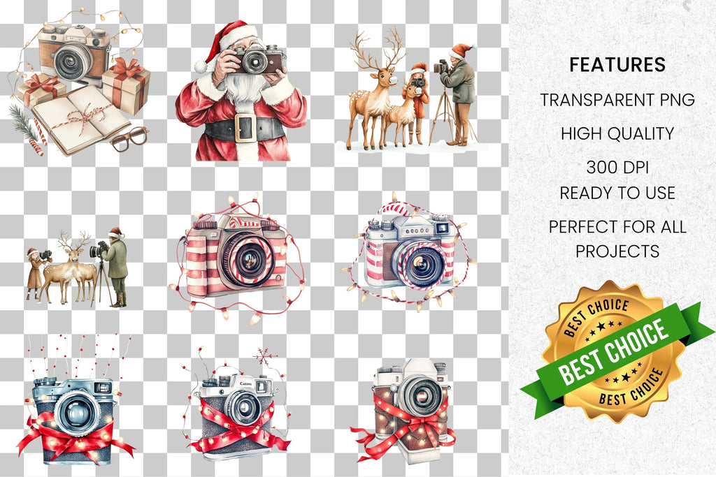 Photography Santa Clipart Bundle