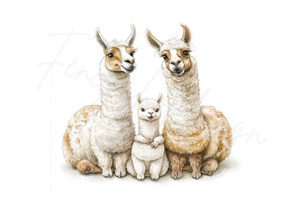 Cute Llama Family Clipart Bundle