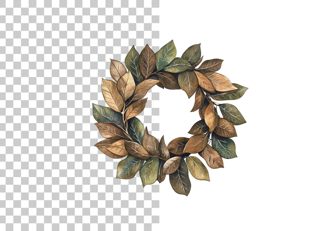 Autumn Leaf Wreaths Clipart Bundle
