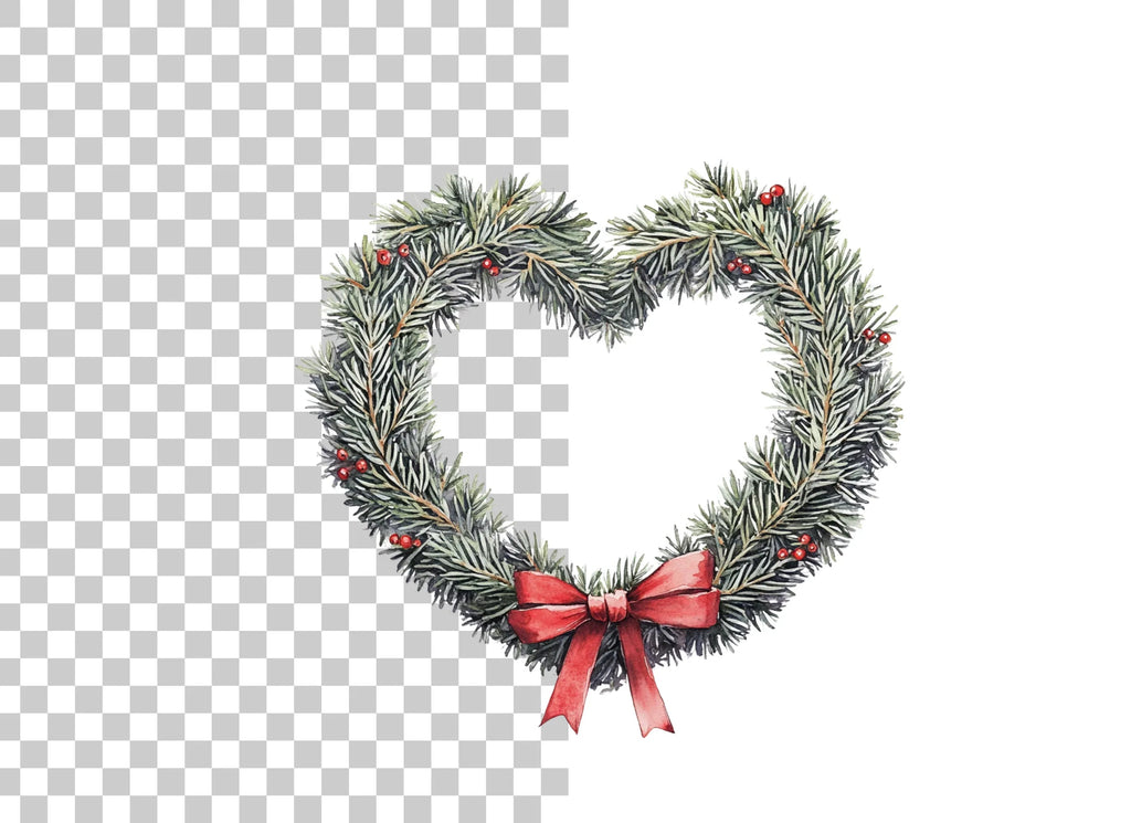 Heart Shaped Christmas Wreath Clipart Bundle