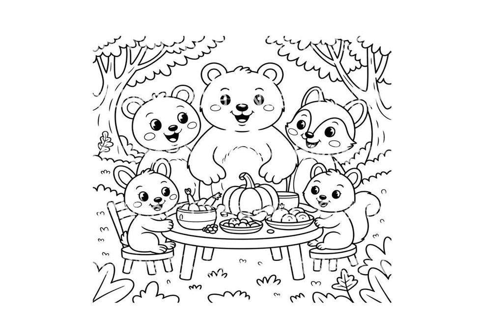 Thanksgiving Feast Animal Coloring Books
