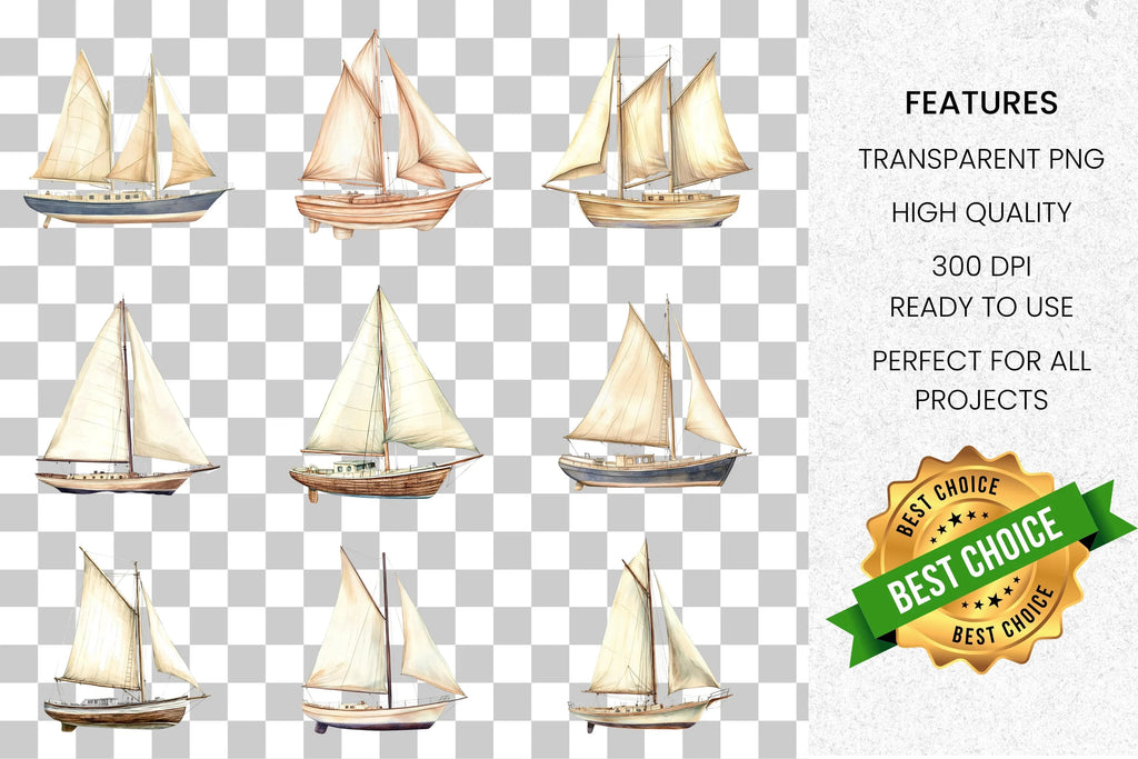 Vintage Sailboat Clipart Bundle