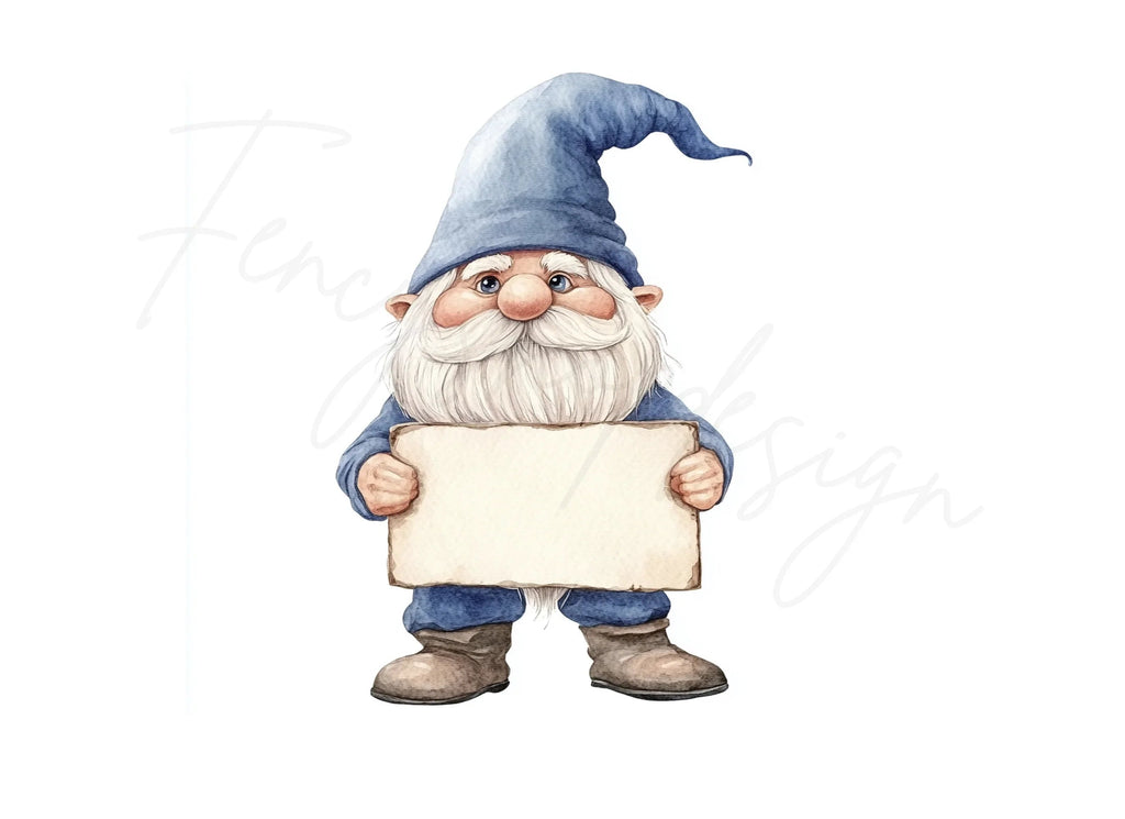 Cute Gnome with Blank Signs Clipart Bundle