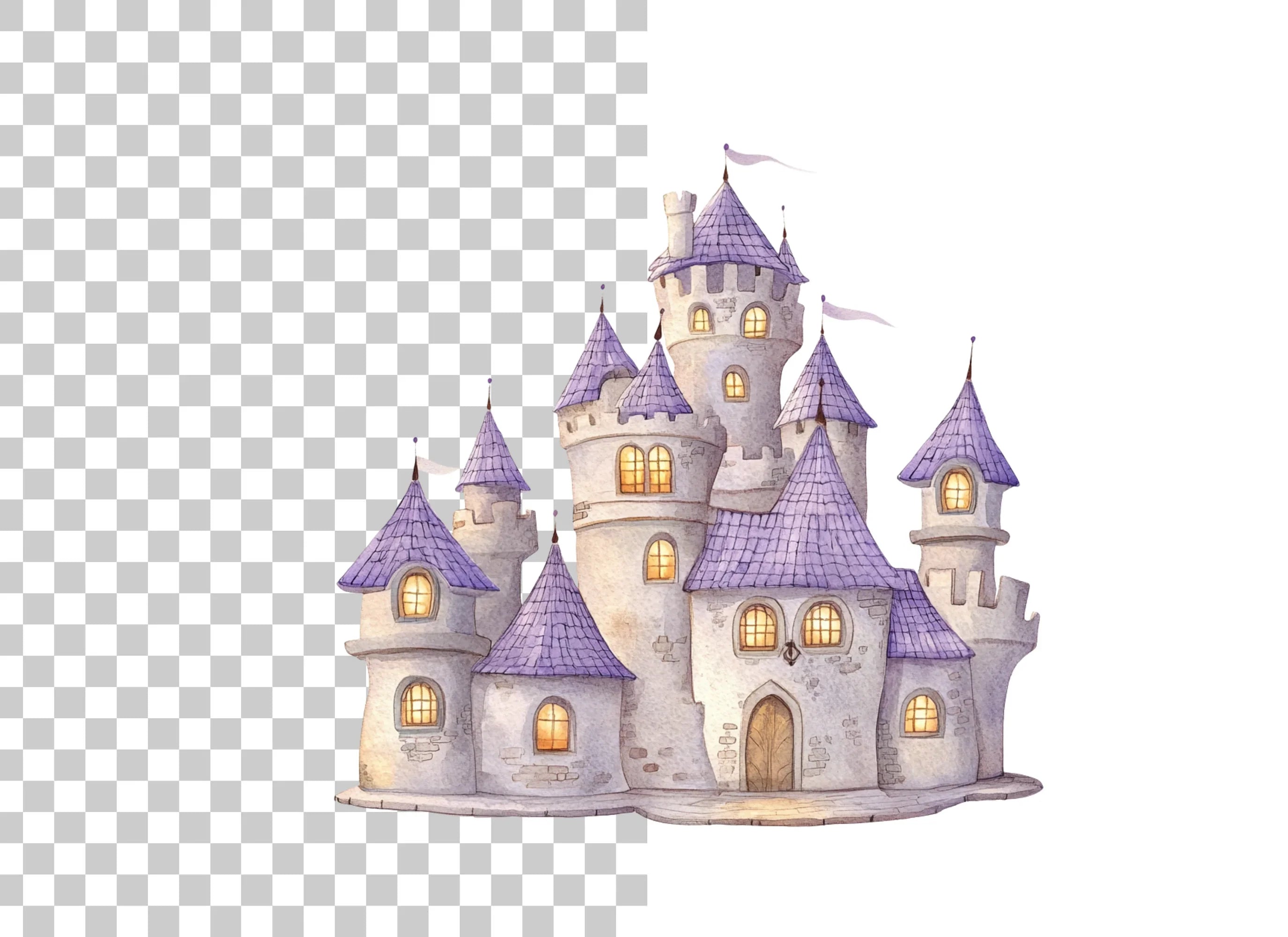 Enchanted Purple Castle Clipart Bundle