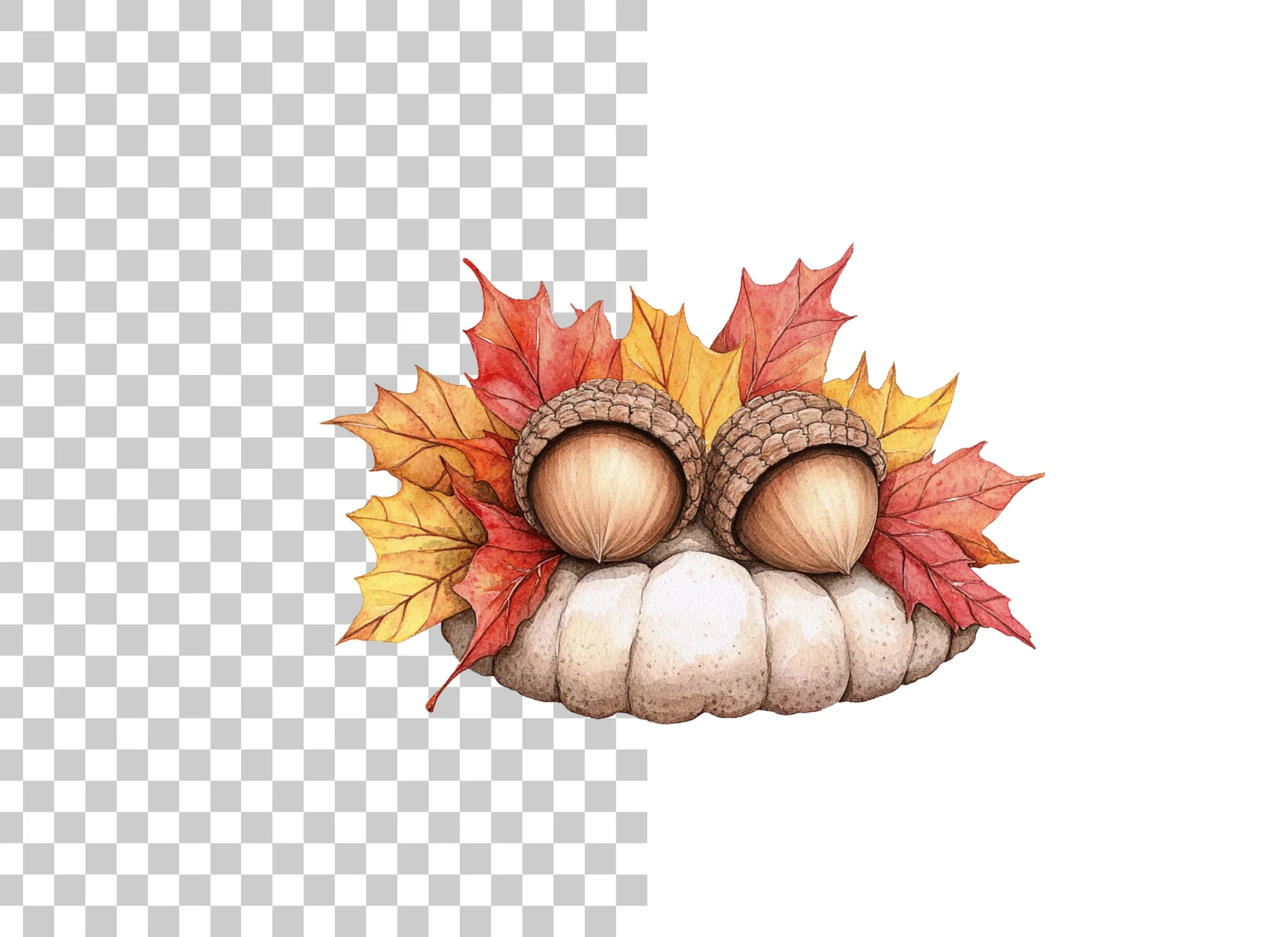 Fall Pumpkin and Acorn Leaves Clipart Bundle