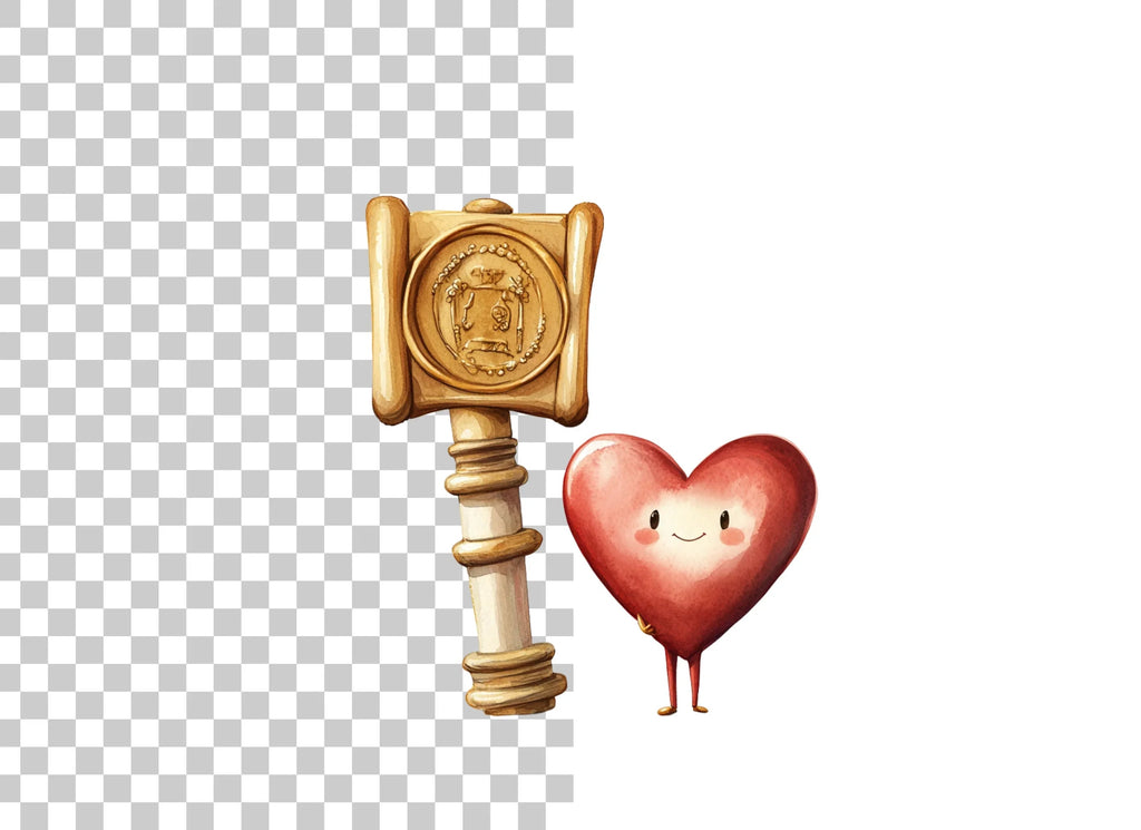 Heart Characters with Stamps Clipart Bundle