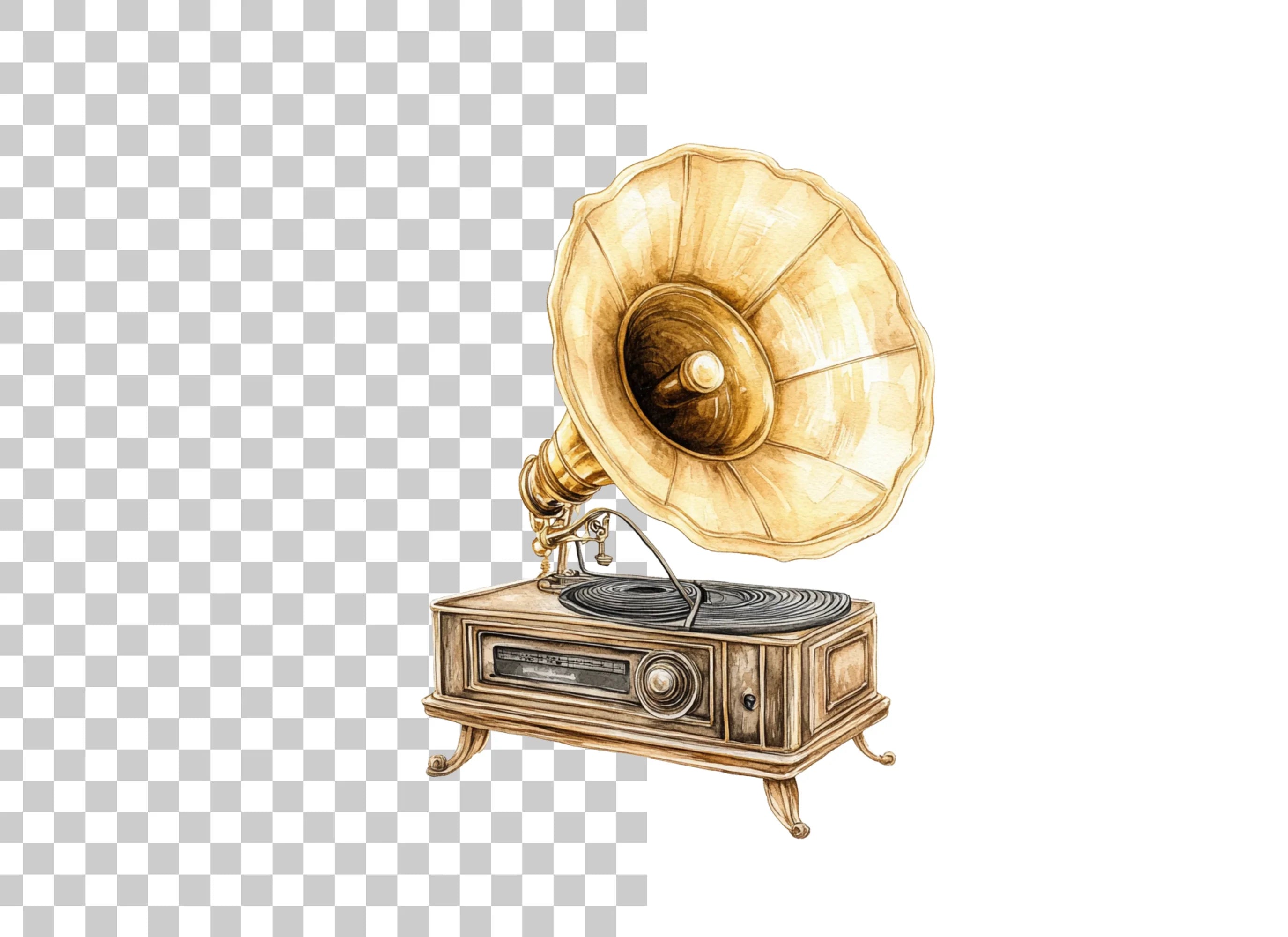 Vintage Gramophone Clipart Bundle