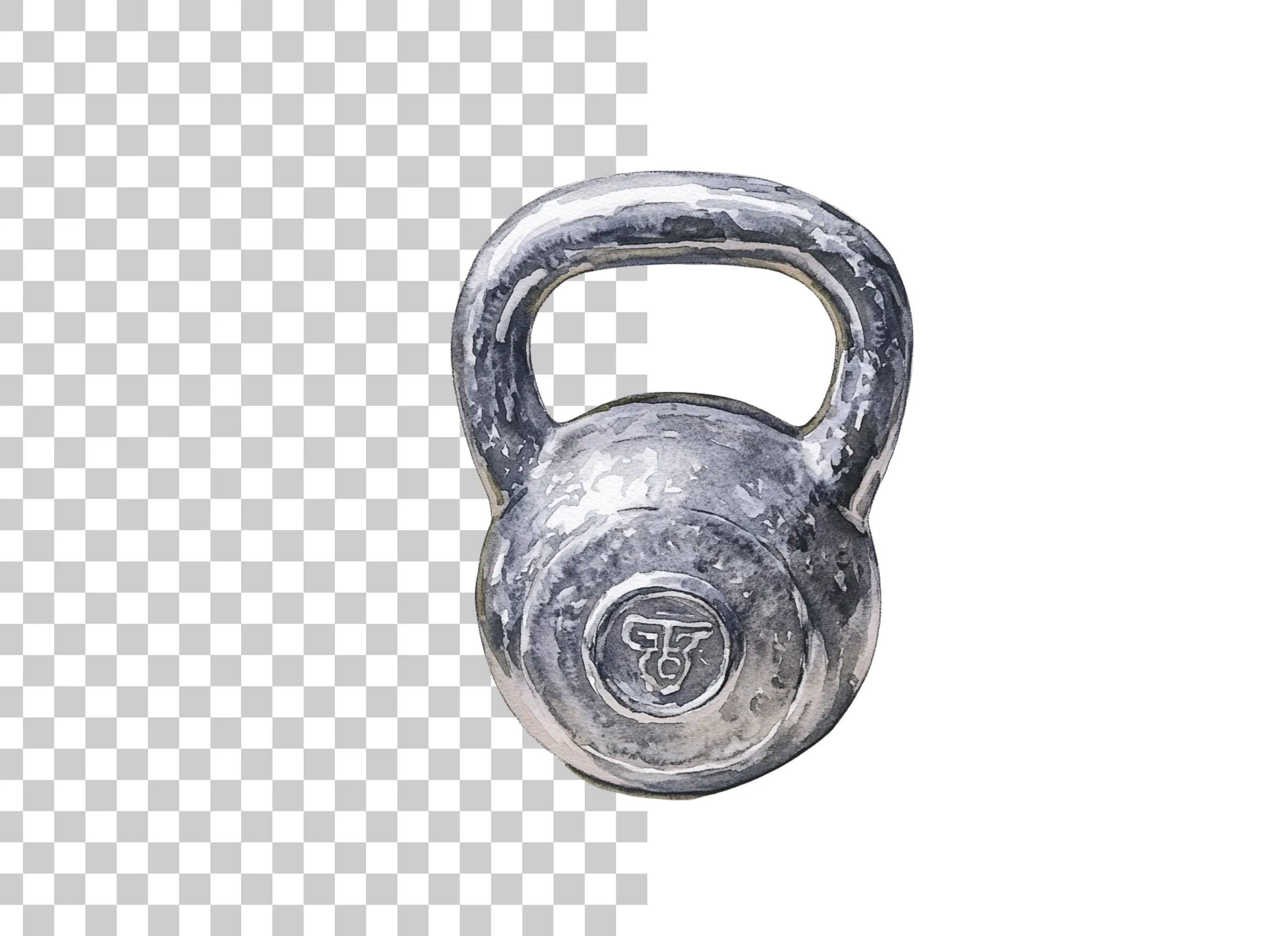 Single Kettlebell Illustration Clipart Bundle
