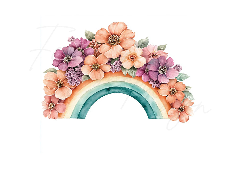 Boho Floral Rainbow Clipart Bundle