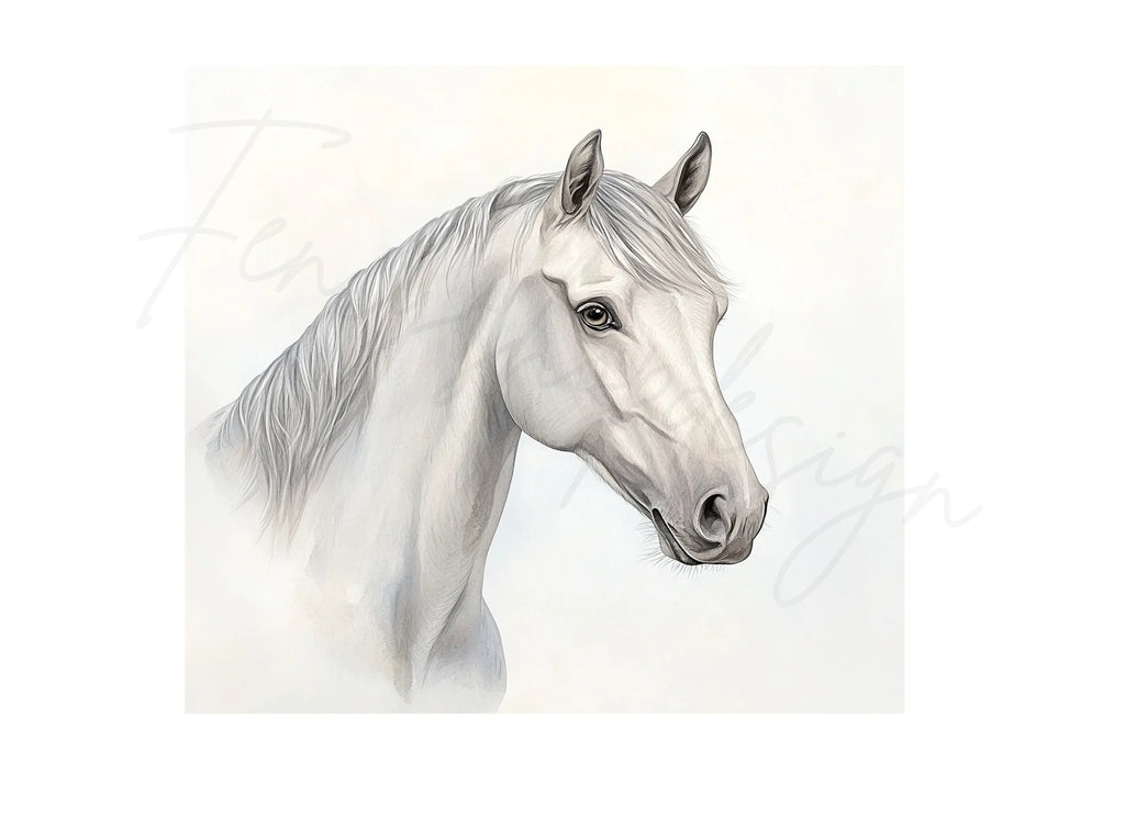 Beautiful White Horse Head Clipart Bundle