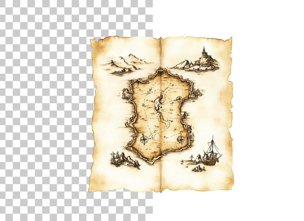 Vintage Treasure Island Maps Clipart Bundle