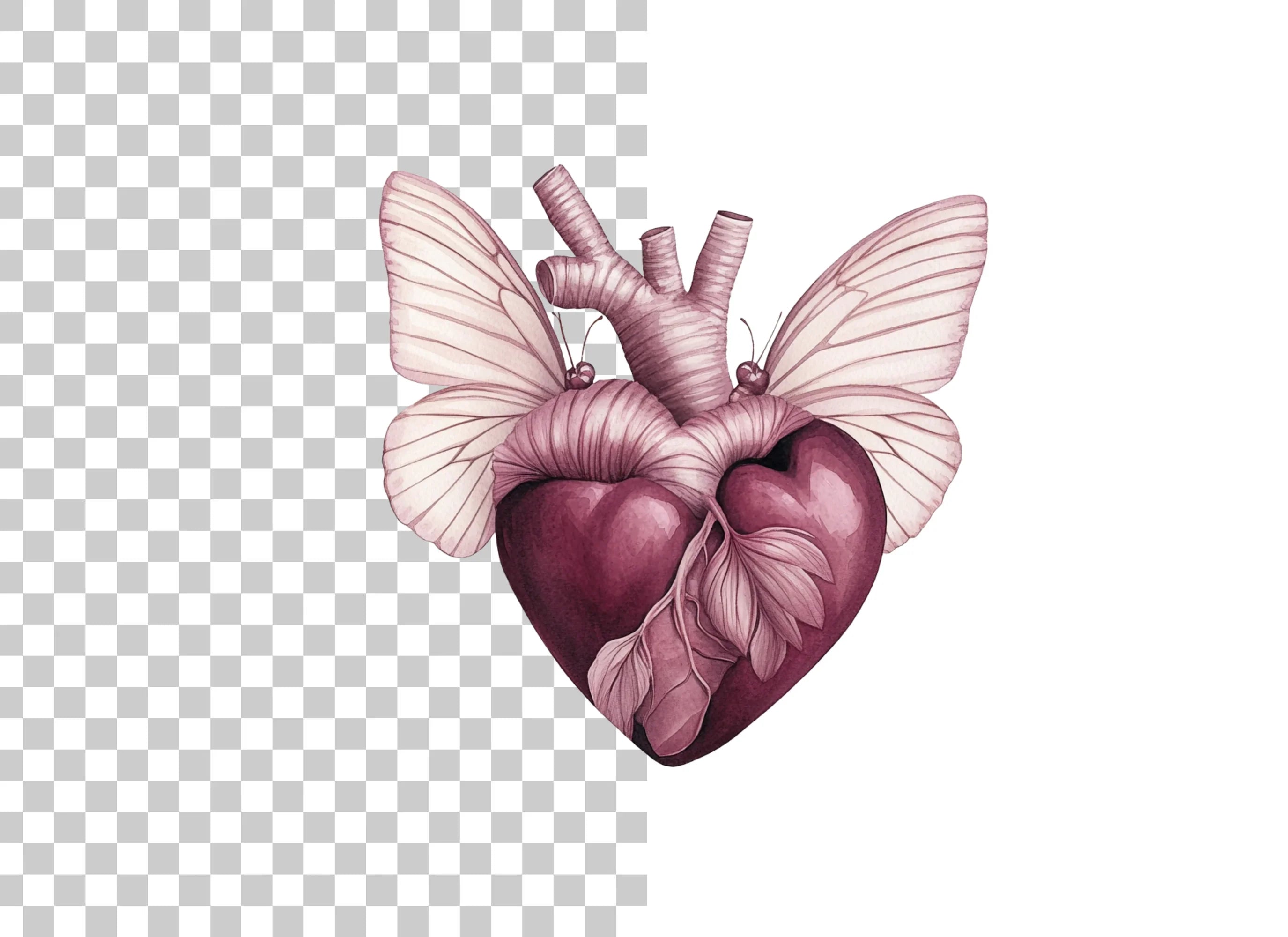 Butterfly Winged Heart Clipart Bundle