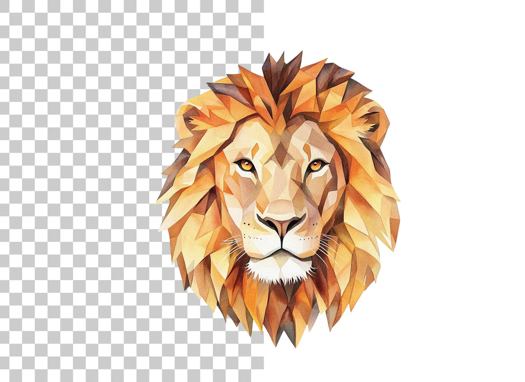 Geometric Lion Head Clipart Bundle