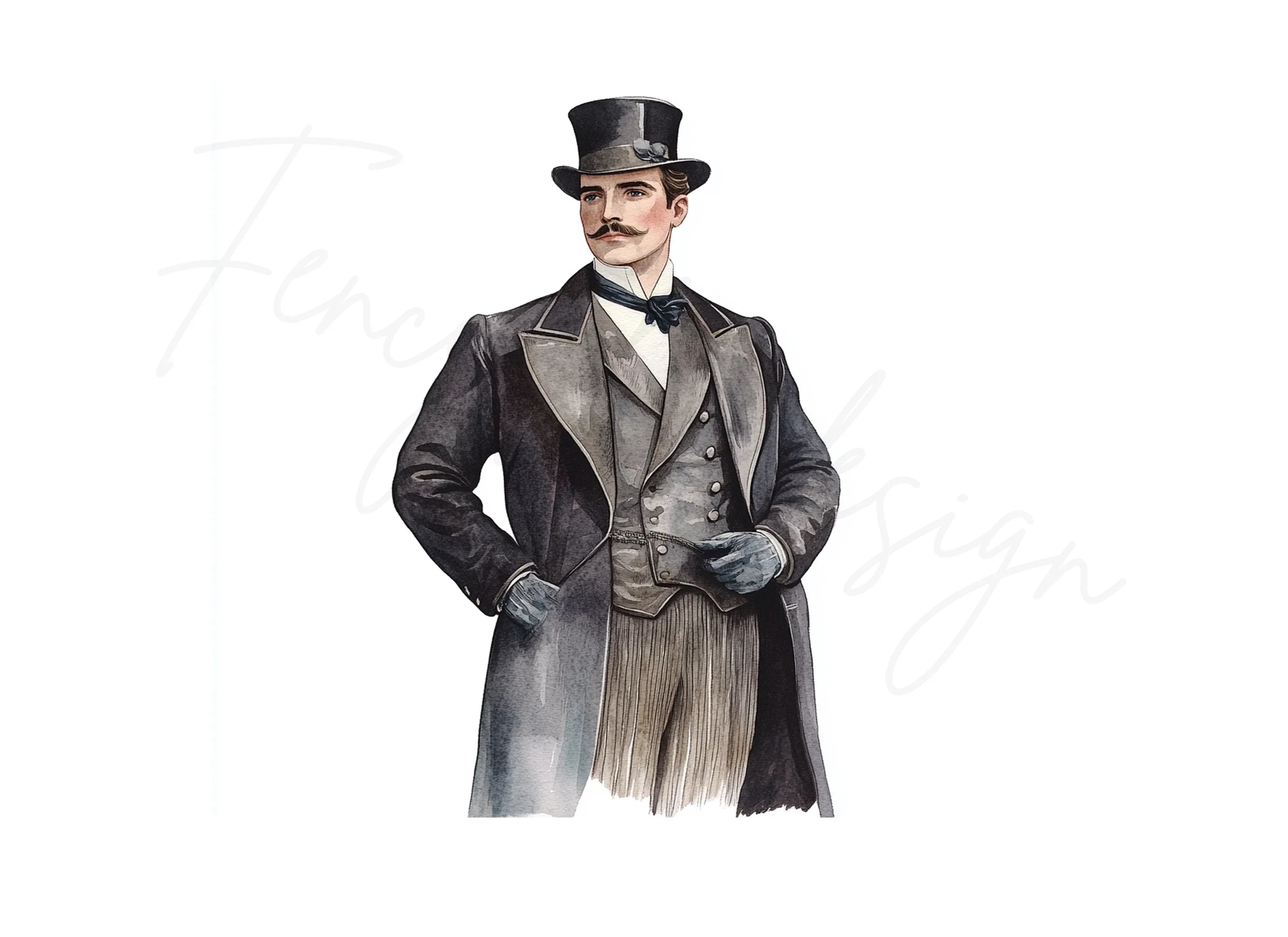 Elegant Victorian Men Clipart Bundle