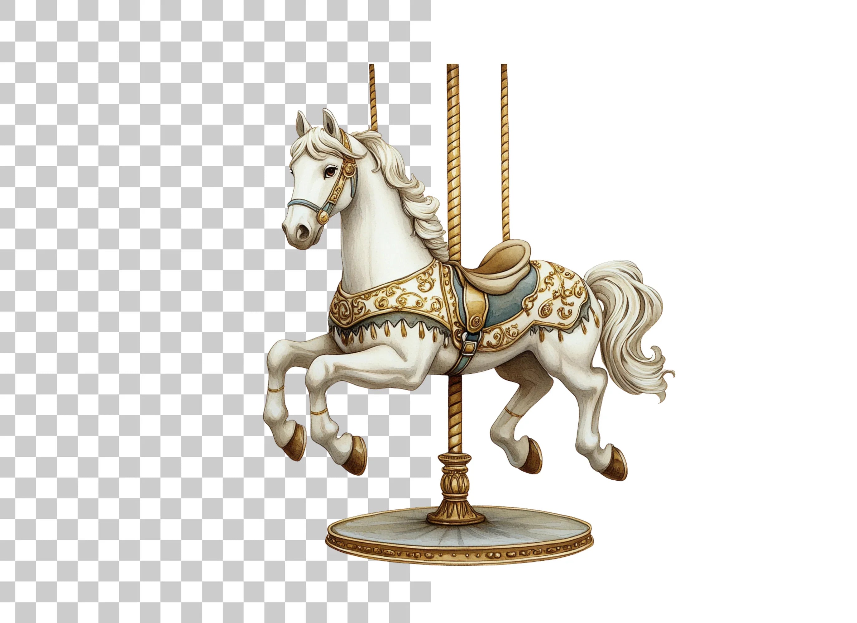 Unicorn Horse Carousel Clipart Bundle