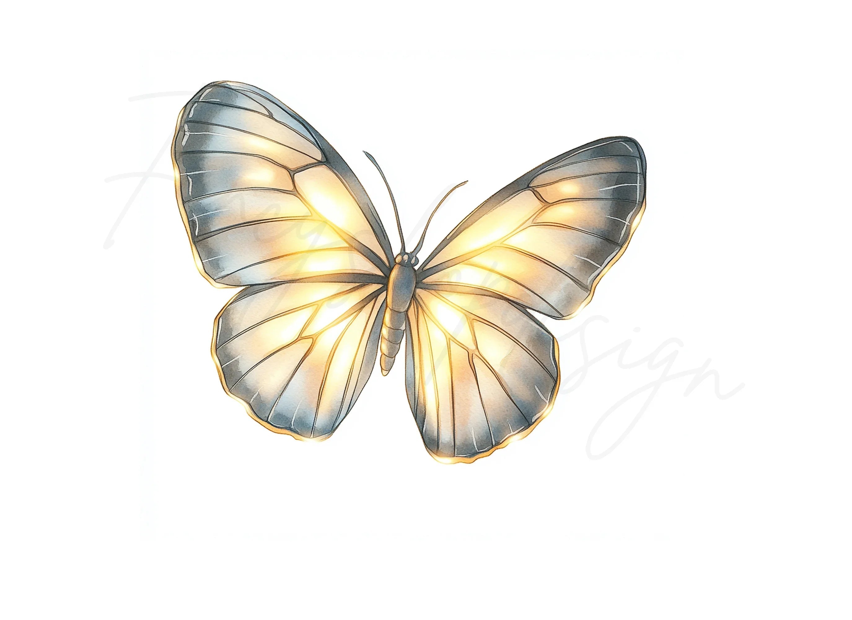 Glowing Fantasy Butterfly Clipart Bundle