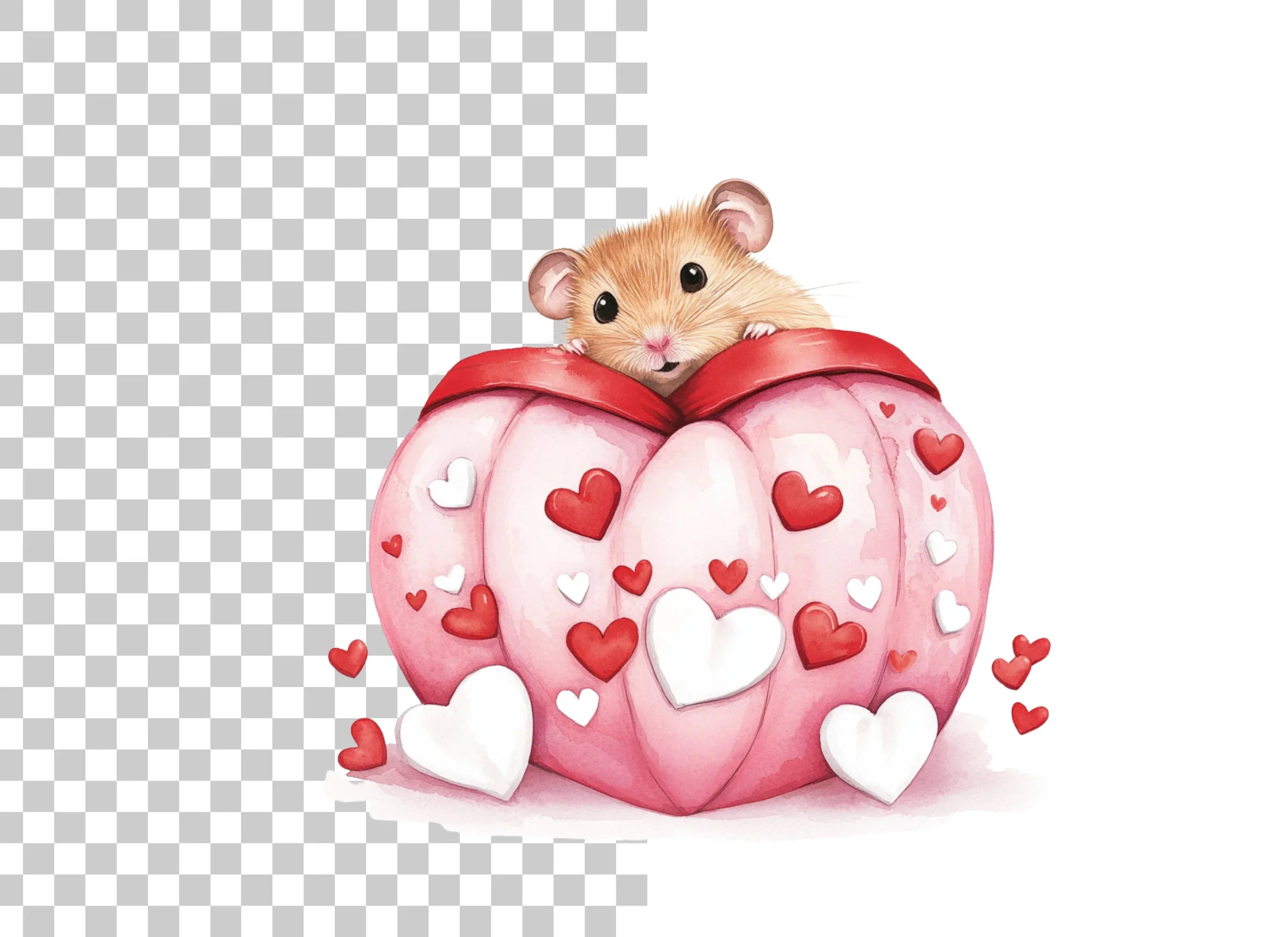 Cute Hamsters in Valentine Hearts Clipart Bundle