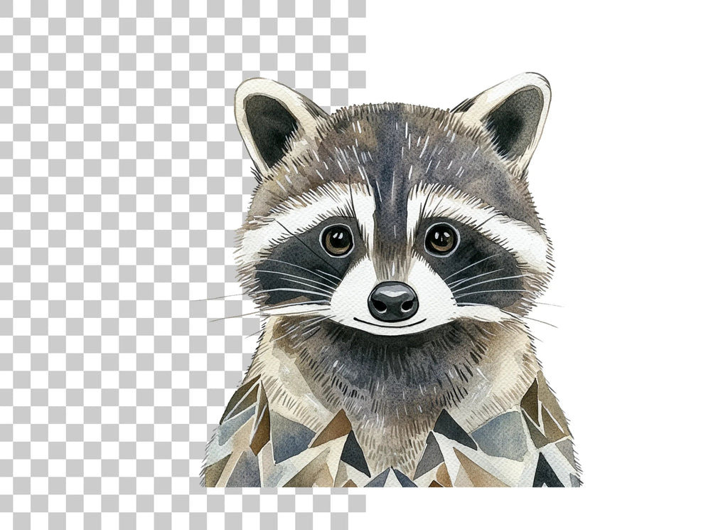 Cute Raccoon Faces Clipart Bundle