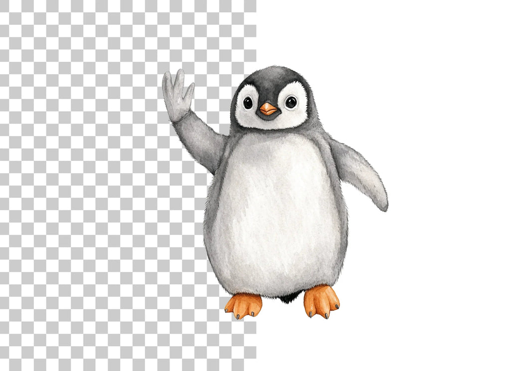 Waving Baby Penguin Clipart Bundle