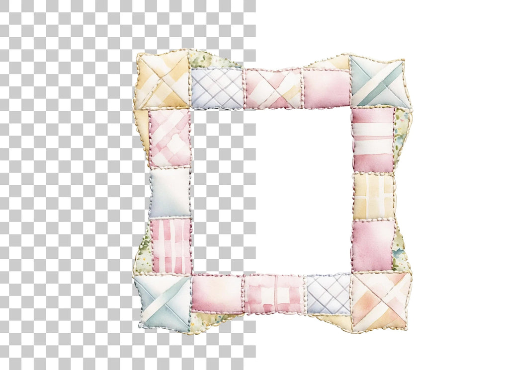Quilted Pastel Frames Clipart Bundle