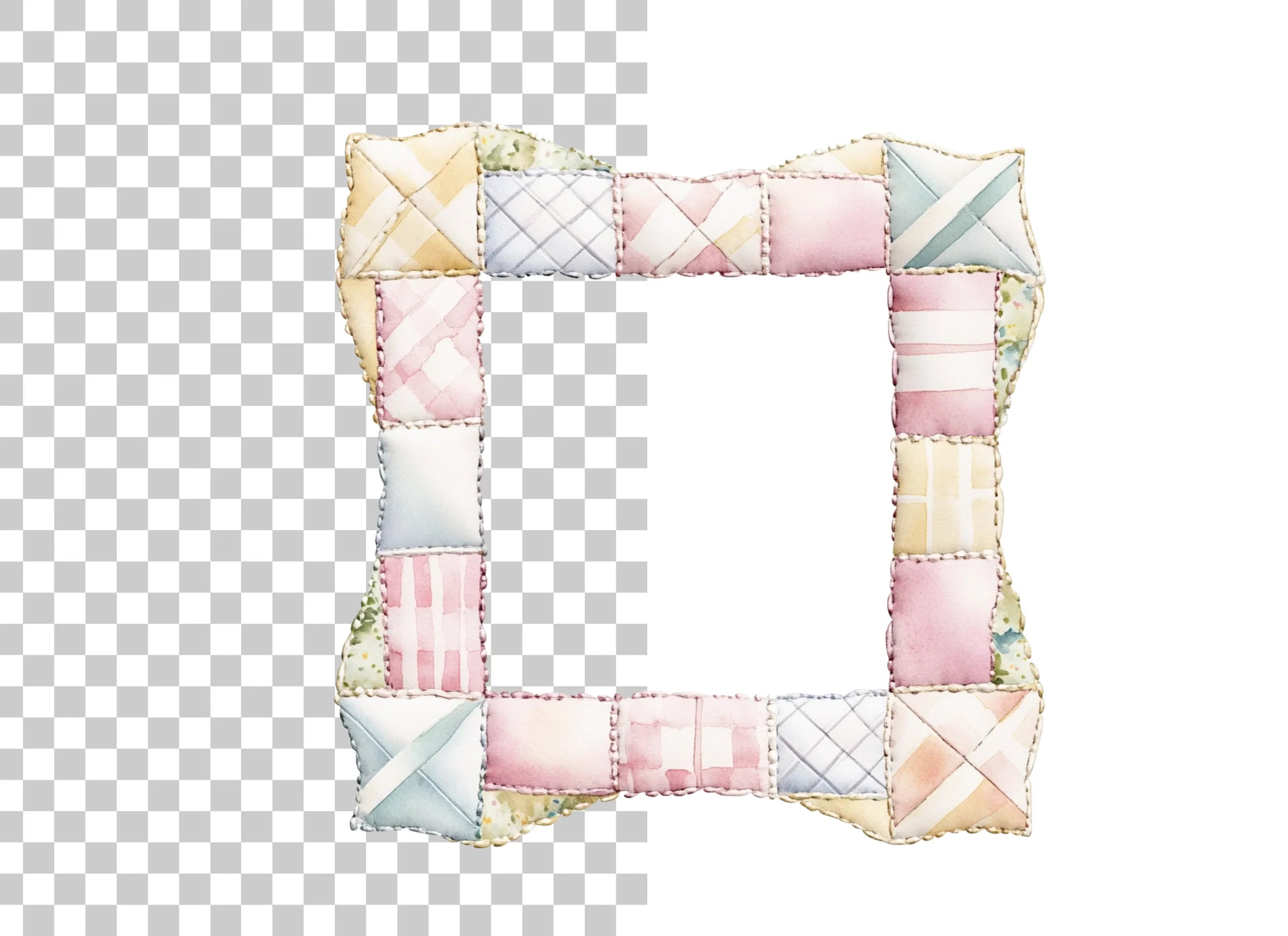 Quilted Pastel Frames Clipart Bundle