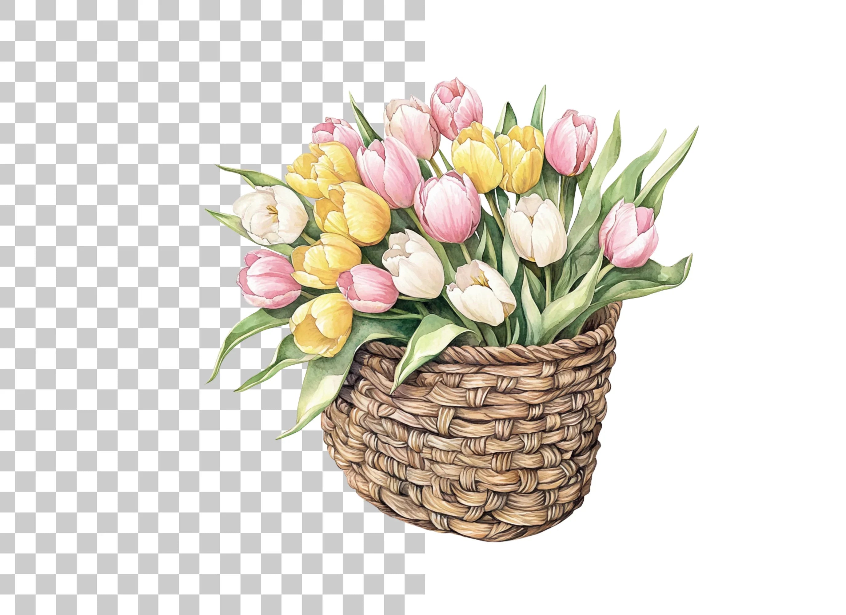 Charming Tulip Basket Clipart Bundle