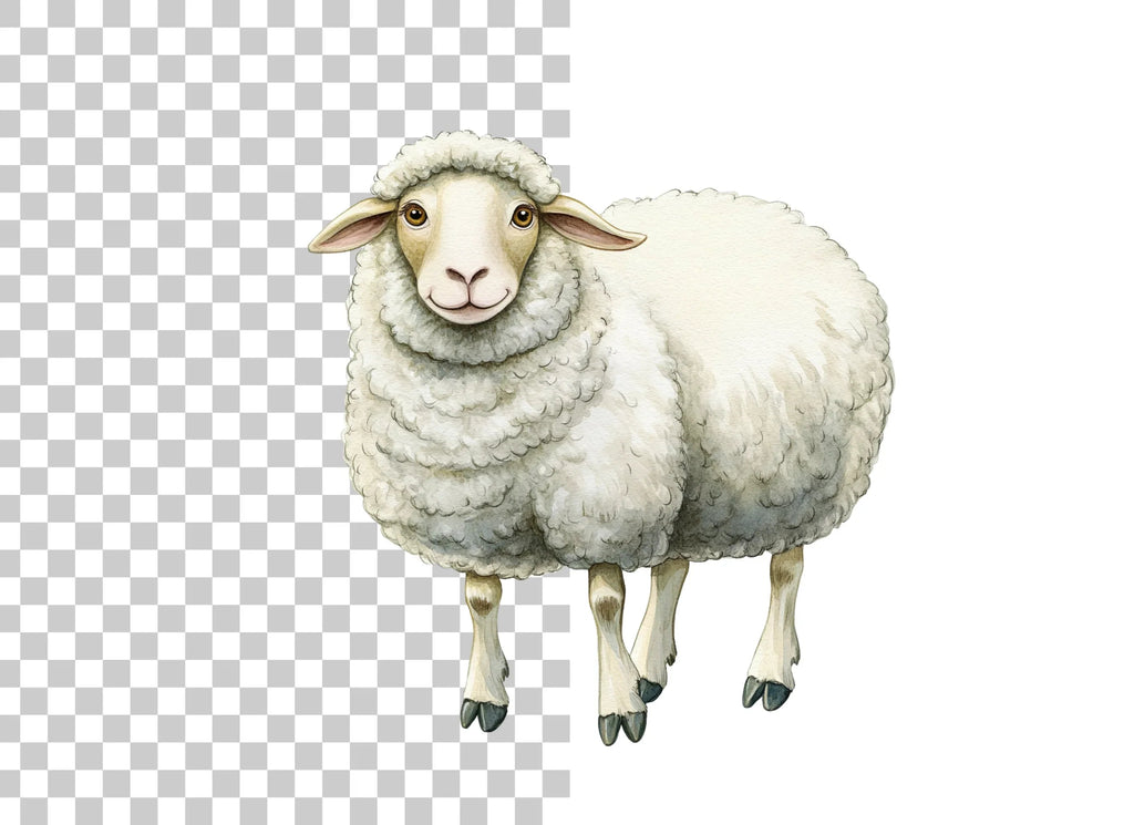 Cute White Sheep Clipart Bundle