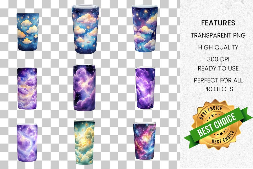 Cosmic Cloud Tumbler Clipart Bundle