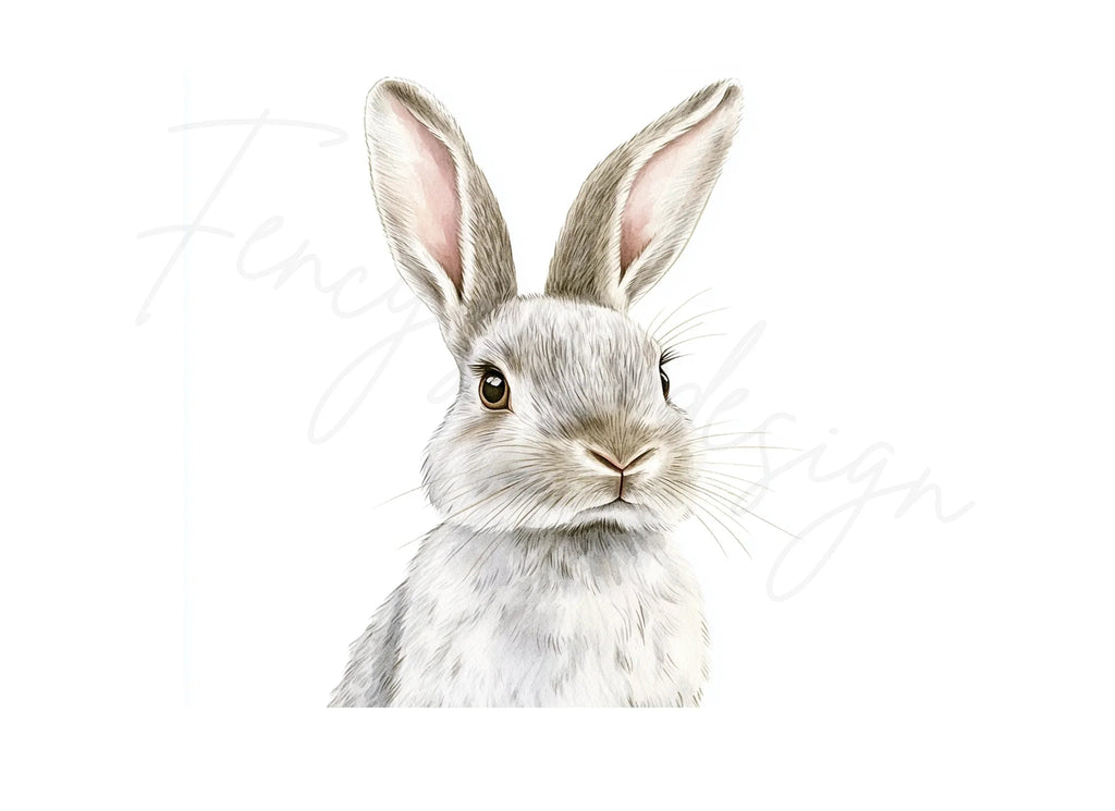 Realistic Grey Rabbit Head Clipart Bundle