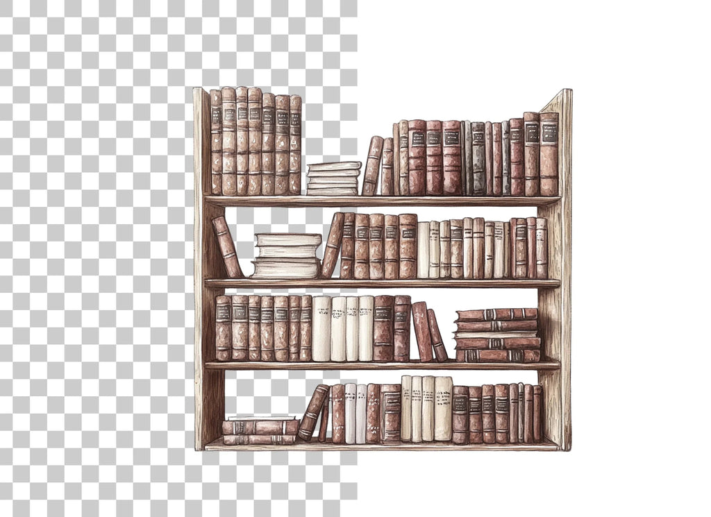 Vintage Bookshelf Clipart Bundle