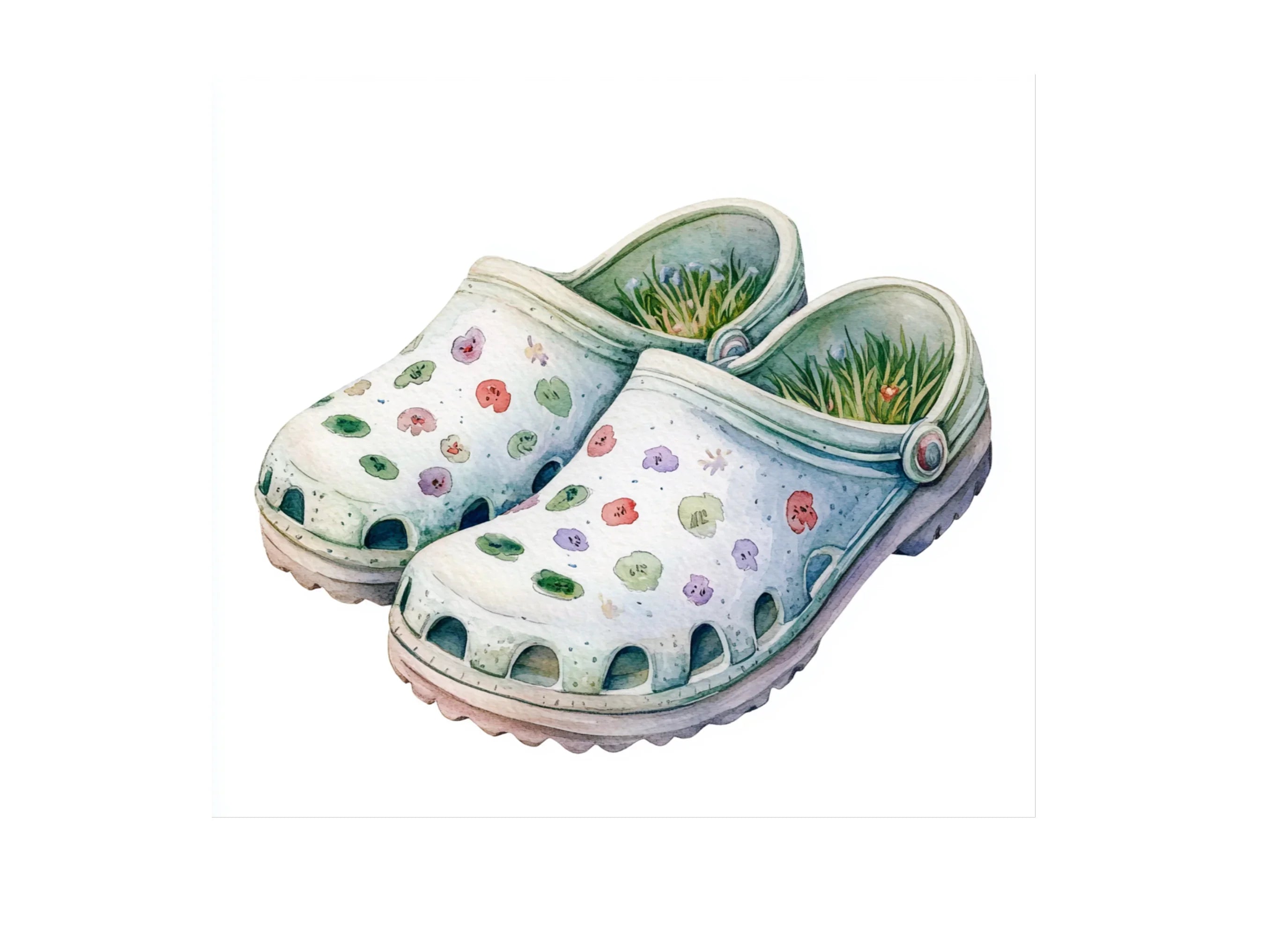 Pastel Floral Clogs Clipart Bundle