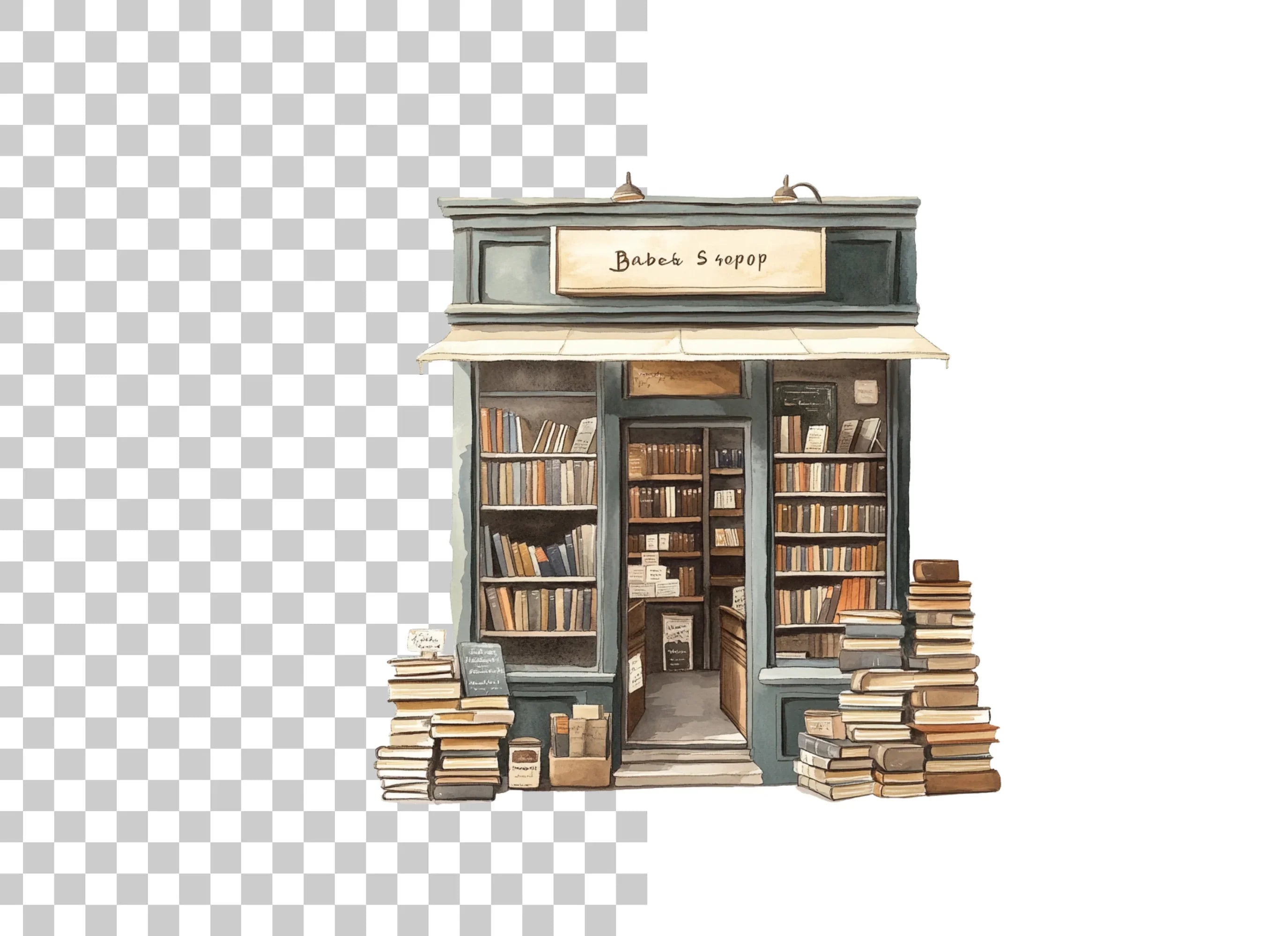 Vintage Bookstore Clipart Bundle