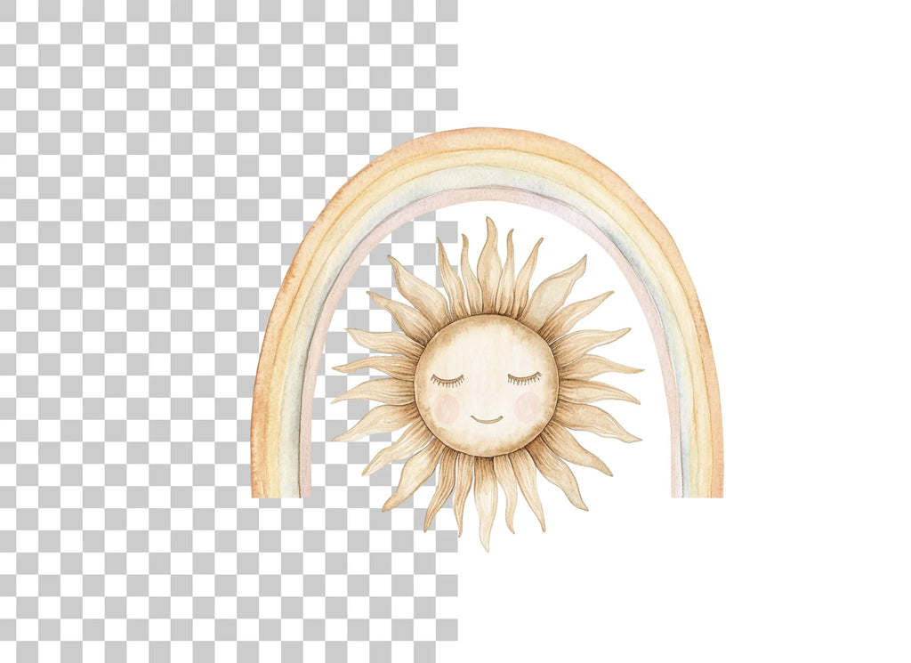 Sleeping Sun Under Boho Rainbow Clipart Bundle