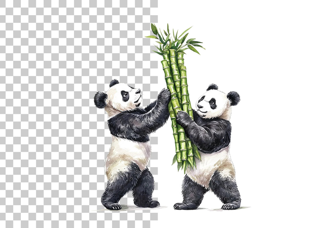 Playful Pandas with Bamboo Clipart Bundle